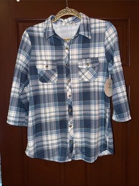 Eden & Olivia Blue and White Plaid Shirt